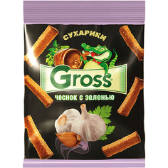 Сухарики Gross 40 гр., Чеснок с зеленью