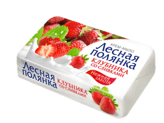 Мыло кусковое 90 г туалетное "Лесная Полянка", Клубника со сливками