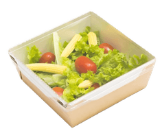 Салатник бумажный 1200 мл с прозрачной крышкой 165*165*65 мм ECO Op Salad, Крафт