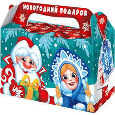 Коробка бумажная для конфет 0,5 кг НОВОГОДНИЙ ПОДАРОК