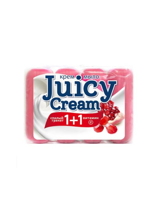 Крем-мыло кусковое 90 г "Juicy Cream" (4 шт.упак), Спелый гранат+Витамин Е