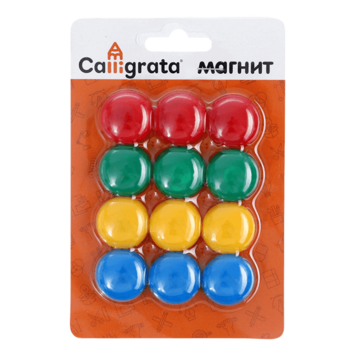 Магниты для доски d-2 см на блистере, МИКС, набор (12 шт.упак) Calligrata