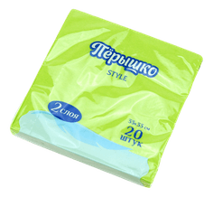 Салфетка бумажная 2-х/двухслойная 33*33 "Перышко стайл" (20 лист.пач), Салатовый