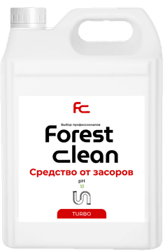 Средство для очистки труб/устранения засоров 5 л "FOREST clean" ТУРБО, канистра ЕВРО