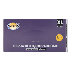 Перчатки одноразовые полиэтиленовые Эластомер ЧЕРНЫЕ (100 шт.упак) AVIORA, XL арт 402-885