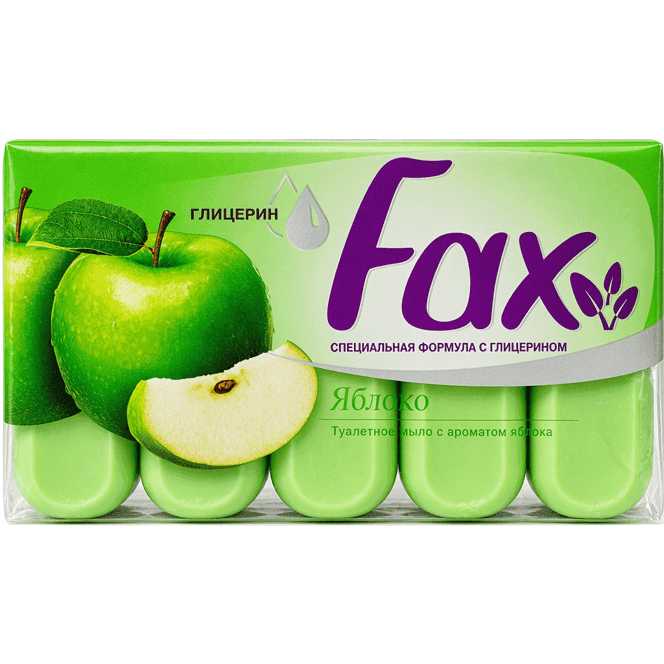 Мыло кусковое 70 г туалетное "FAX" (5 шт.упак), Яблоко