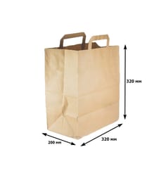 Пакет бумажный 320*200*320 КРАФТ с Плоской ручкой АЛЬТ