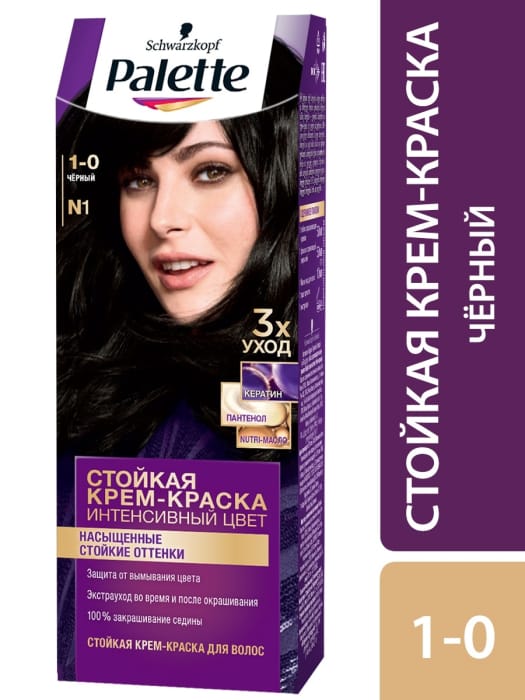 Крем-краска для волос "Palette" стойкая, (1-0) Черный