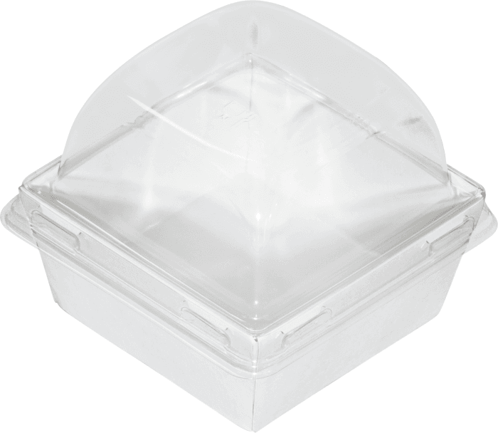 Контейнер бумажный универсальный 300 мл 85*85*85 мм SMART PACK Dome Lid БЕЛЫЙ + крышка ForGenika купольная КОМПЛЕКТ!