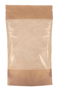 Пакет Дой-пак 160*250 "40+40" мм бумажный гладкая с окном КРАФТ zip