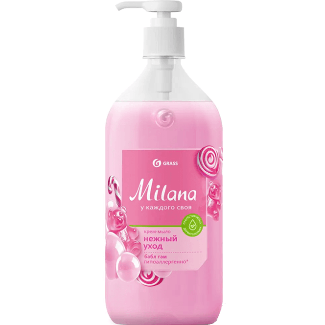 Крем-мыло жидкое 1 л "Milana" с дозатором GRASS, Fruit bubbles