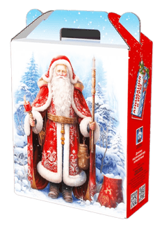 Коробка бумажная для конфет 1 кг Подарок Русь с анимацией 168*68*209