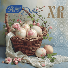 Салфетка бумажная 3-х/трехслойная 33*33 GrandPero Deluxe "Праздничные" (20 лист.пач), Винтажная пасха