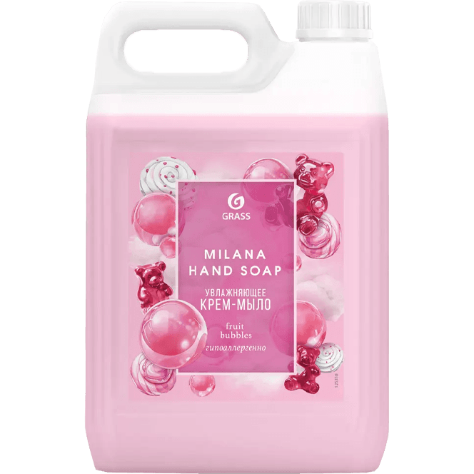 Крем-мыло жидкое 5 л "Milana", канистра GRASS, Fruit bubbles