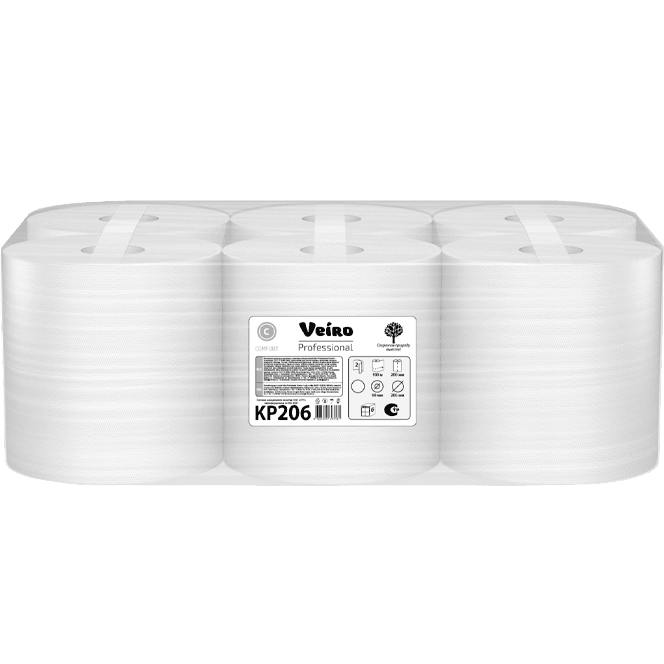 Полотенце бумажное 2х/двухслойная Veiro Professional Comfort 180 м, Белое, с центральной вытяжкой