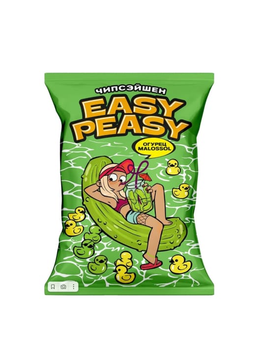 Чипсы "Easy Peasy" 70г ассортимент, Со вкусом малосольного огурца Чипсы "Easy Peasy" 70г ассортимент, Со вкусом малосольного огурца