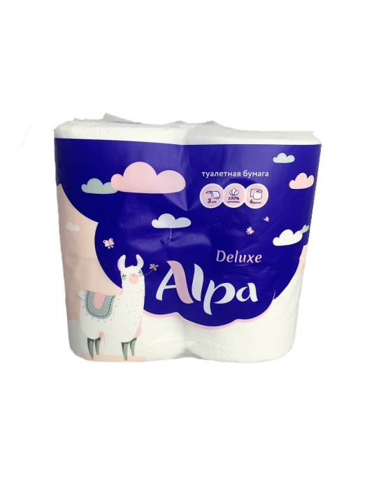 Туалетная бумага 3-х/трехслойная "ALPA" белая (4 рул.упак)