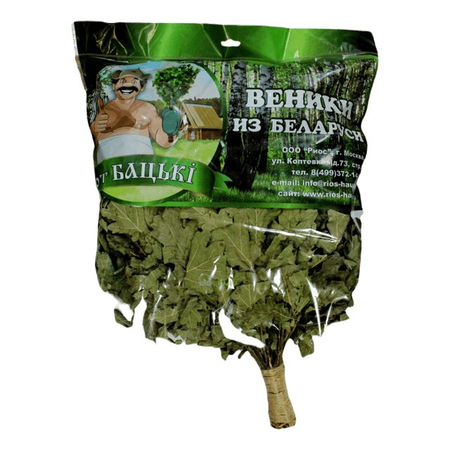 Веник дубовый с багульником в упаковке TM ”Бацькина баня”