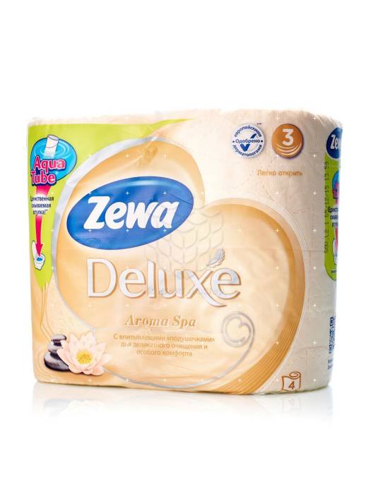 Туалетная бумага 3-х/трехслойная "Zewa Deluxe" с запахом (4 рул.упак), Арома Спа Арт 5361