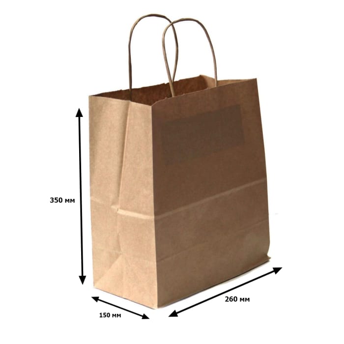 Пакет бумажный 260*150*350 КРАФТ с Крученой ручкой ECO CarrBag Пакет бумажный 260*150*350 КРАФТ с Крученой ручкой ECO CarrBag
