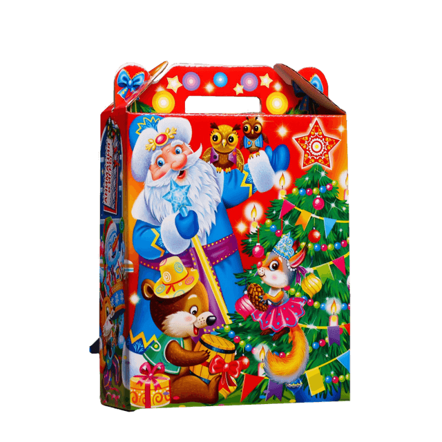 Коробка бумажная для конфет ПОДАРОК "Новогодние посиделки" с игрой и анимацией