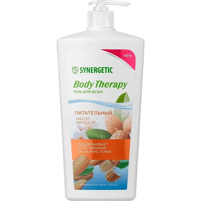 Гель для душа 900 мл SYNERGETIC Body Therapy, Масло миндаля Гель для душа 900 мл SYNERGETIC Body Therapy, Масло миндаля
