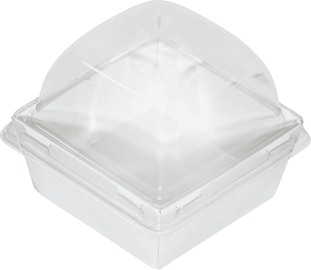 Контейнер бумажный универсальный 300 мл SMART PACK Dome Lid БЕЛЫЙ + крышка 85*85*85 мм ForGenika КОМПЛЕКТ