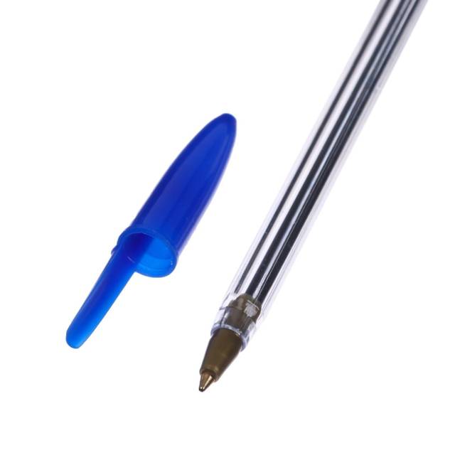 Ручка шариковая 0,7 мм СИНЯЯ, корпус ПРОЗРАЧНЫЙ, штрихкод на штуке