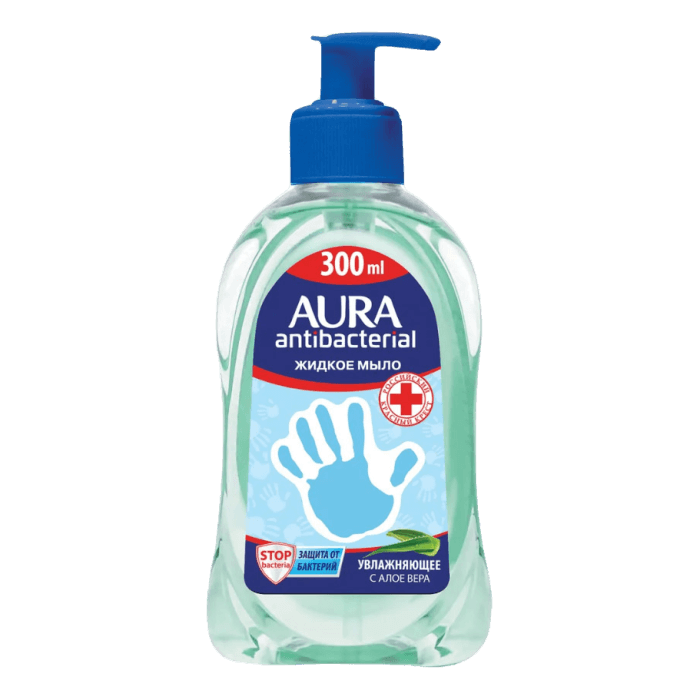 Жидкое мыло 300 мл "AURA" с антибактериальным эффек.. Алоэ