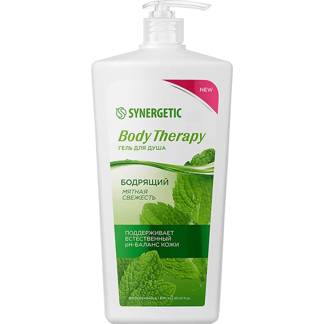 Гель для душа 900 мл SYNERGETIC Body Therapy, Мятная свежесть Гель для душа 900 мл SYNERGETIC Body Therapy, Мятная свежесть