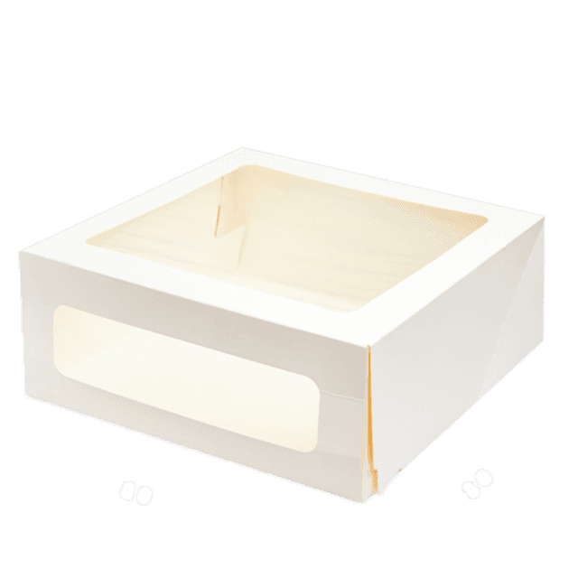 Короб картонный для десертов/тортница 180*180*100 мм БЕЛЫЙ с окном CAKE II ForGenika