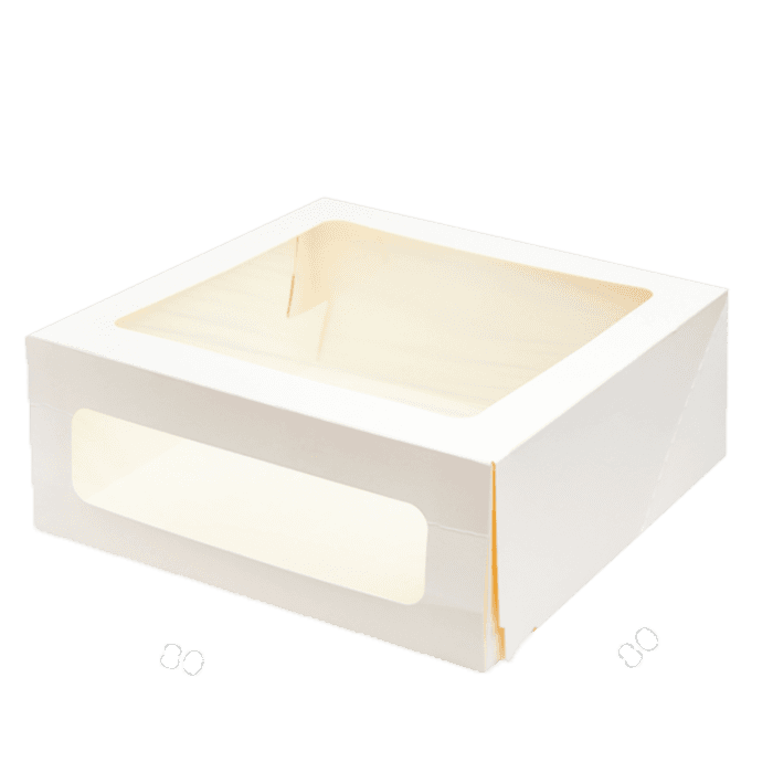 Короб картонный для десертов/тортница 180*180*100 мм БЕЛЫЙ с окном CAKE II ForGenika