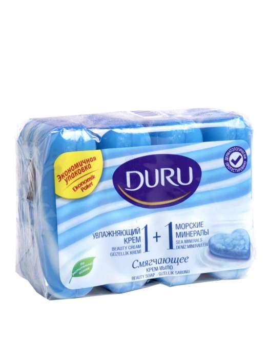 Крем-мыло кусковое 80 г туалетное "DURU" 1+1 (4 шт.упак), Морские минералы