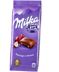 Шоколад "Milka" 80 г, Изюм-фундук Шоколад "Milka" 80 г, Изюм-фундук