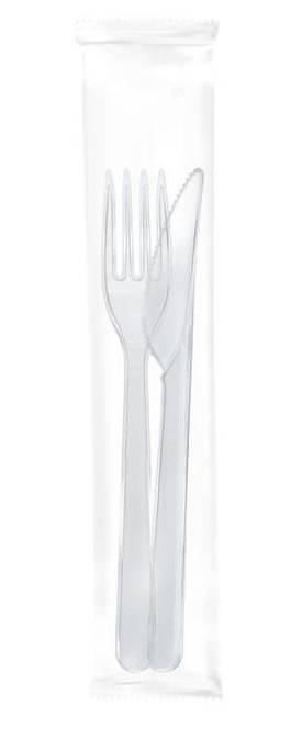 Набор одноразовый пластиковый Вилка + Нож прозрачные Премиум