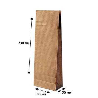 Пакет бумажный 80*50*230 КРАФТ, П-дно Пакет бумажный 80*50*230 КРАФТ, П-дно