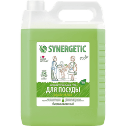 Средство для мытья посуды и детских игрушек 5 л SYNERGETIC биоразлагаемое, Яблоко Средство для мытья посуды и детских игрушек 5 л SYNERGETIC биоразлагаемое, Яблоко