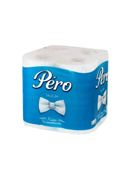 Туалетная бумага 3-х/трехслойная "PERO" MIX TALCUM белая (8 рул.упак)