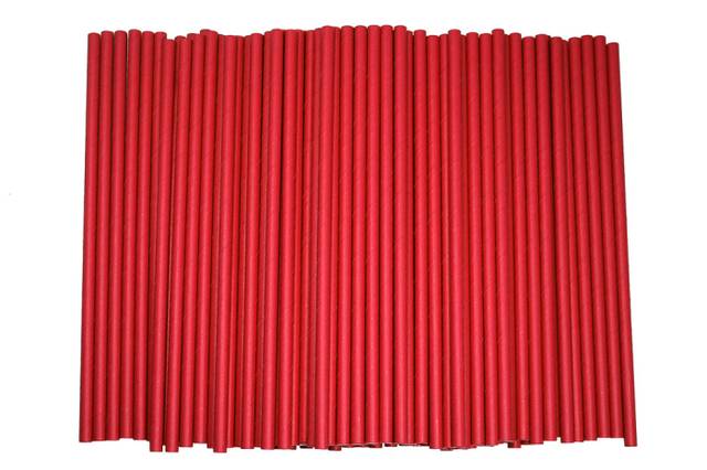 Трубочки бумажные 205*6 мм (25 шт.упак), Красная