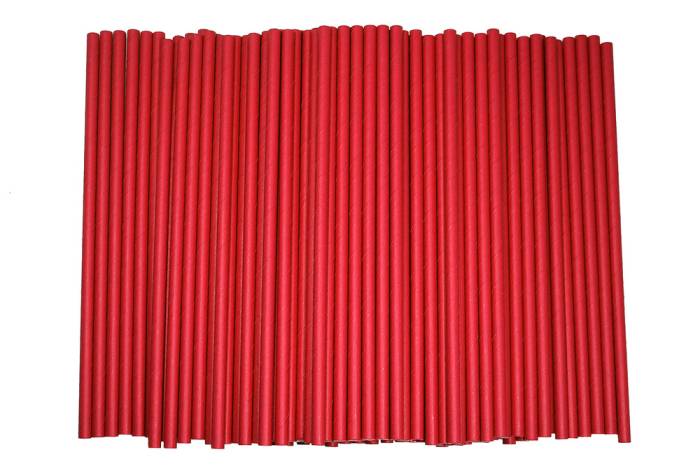 Трубочки бумажные 205*6 мм (25 шт.упак), Красная