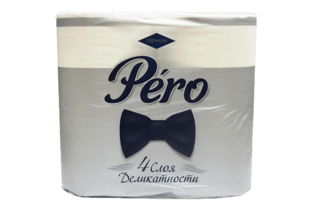 Туалетная бумага 4-х/четырехслойная "PERO" БЕЛАЯ (4 шт.упак)