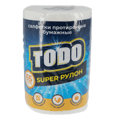 Протирочная салфетка "TODO" /полотенце бумажное 2-х/двухслойное для дома и кухни универсальное 65м Протирочная салфетка "TODO" /полотенце бумажное 2-х/двухслойное для дома и кухни универсальное 65м