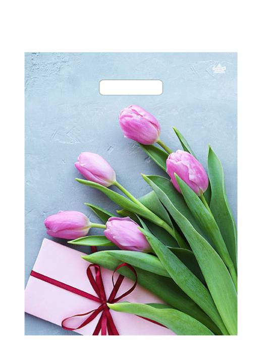 Пакет 31*40 см "Тюльпаны в подарок" прорезь Тико