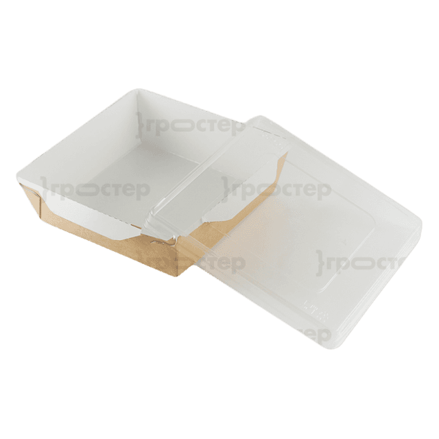 Салатник бумажный 900 мл с прозрачной крышкой 150*150*50 мм ECO OpSalad, Крафт