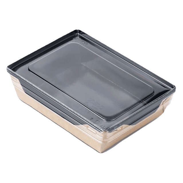 Салатник бумажный 400 мл с прозрачной крышкой 120*145*45 мм ECO OpSalad Black Edition, Крафт