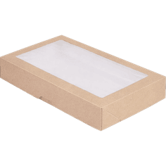 Контейнер бумажный на вынос 1450 мл OSQ TABOX PRO 260*150*40 мм с окном, Крафт Контейнер бумажный на вынос 1450 мл OSQ TABOX PRO 260*150*40 мм с окном, Крафт