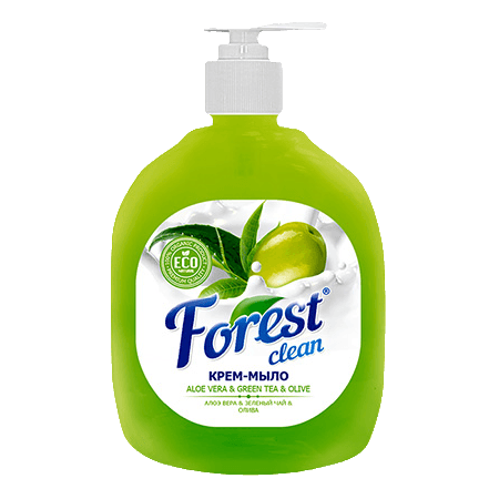 Крем-мыло жидкое 500 мл "FOREST Clean" дозатор, Алоэ Вера, Зеленый Чай и Олива Крем-мыло жидкое 500 мл "FOREST Clean" дозатор, Алоэ Вера, Зеленый Чай и Олива