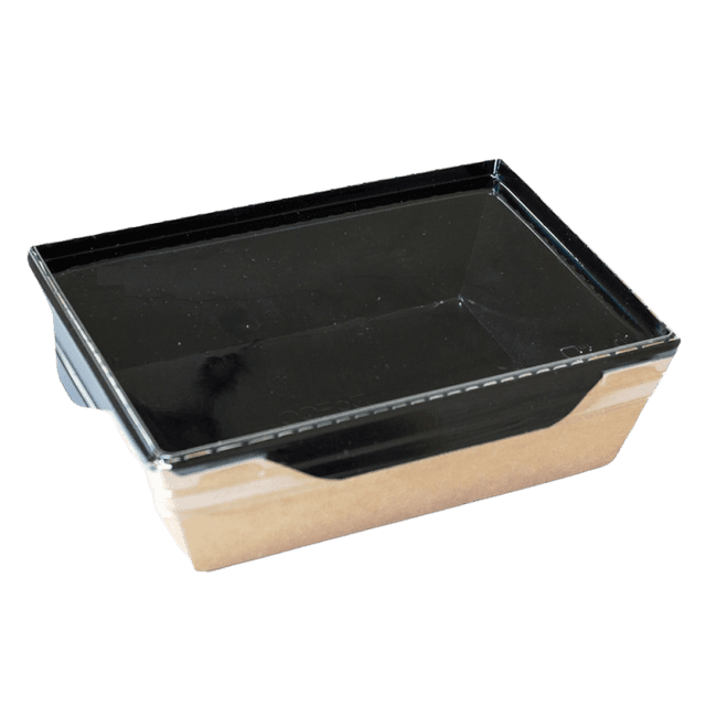 Салатник бумажный 800 мл с прозрачной крышкой 186*106*55 мм OSQ OpSalad Black Edition, Крафт