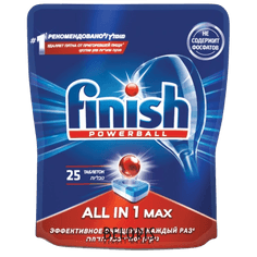 Средство для мытья посуды 25 таб "FINISH" All in 1 Max для посудомоечных машин Средство для мытья посуды 25 таб "FINISH" All in 1 Max для посудомоечных машин