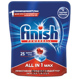 Средство для мытья посуды 25 таб "FINISH" All in 1 Max для посудомоечных машин Средство для мытья посуды 25 таб "FINISH" All in 1 Max для посудомоечных машин